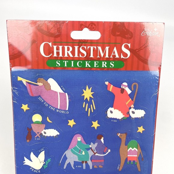 VTG 90s Gibson Christmas Sticker Packs Set of 3 NEW SEALED - Nativity & Angels - Picture 3 of 14